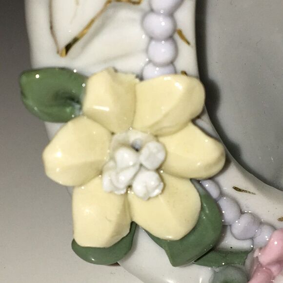 Vintage 80s Porcelain Ceramic 3D Flower Small Photo Picture Frames Grandma Core - Picture 4 of 16